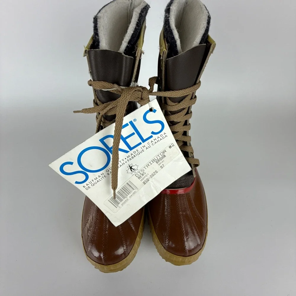 Vintage‎ Sorel Kaufman Winter Snow Boots Mens Size 7 Brown 850 New Insulated
